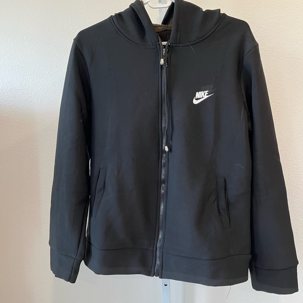 Nike Women's Black Zip-Up Hoodie w Brown Fleece Lining & Matching Pant